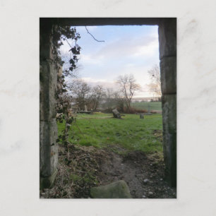 The Dying of the Day Thru an Abandoned Kirk Door Postcard