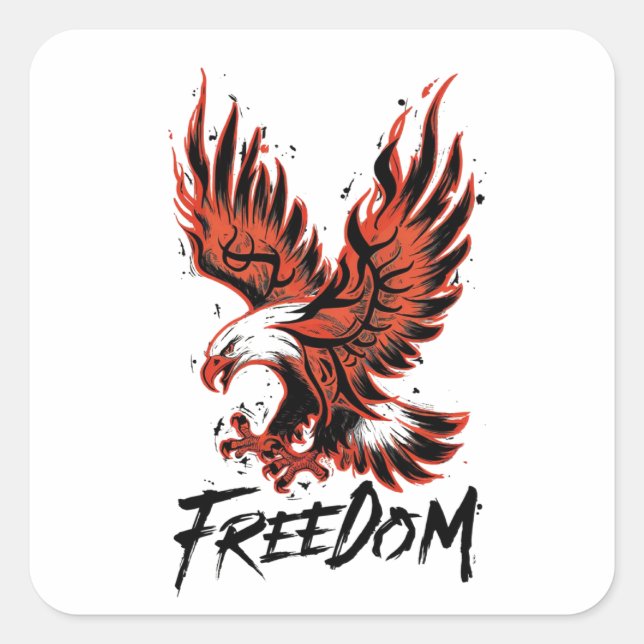 The eagle spreads its wings to express freedom square sticker (Front)