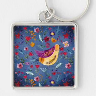 The Early Bird in Flower Garden Key Ring