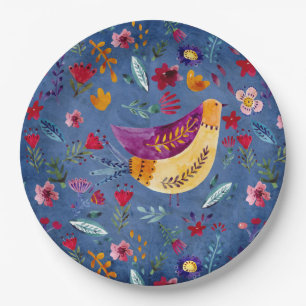 The Early Bird in Flower Garden Paper Plate