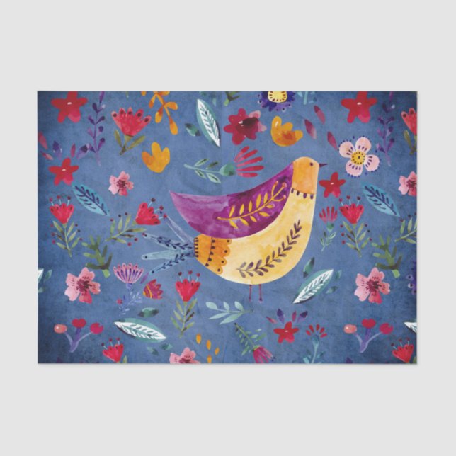 The Early Bird in Flower Garden Tissue Paper (Front)