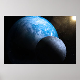 The Earth and Moon Poster