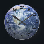 The Earth From Space - 3D Effect - Hebrew Block Round Clock<br><div class="desc">The "Hebrew Essentials, " Consumer Marketplace offers a shopping experience as you will not find anywhere else. Our speciality is Hebrew, and in our store your will find Hebrew in block, script, and Rashi script. Tell your friends about us and send them our link: http://www.zazzle.com/HebrewNames?rf=238549869542096443* ENJOY YOUR VISIT!</div>
