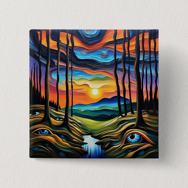 The earth is watching 15 cm square badge (Front)