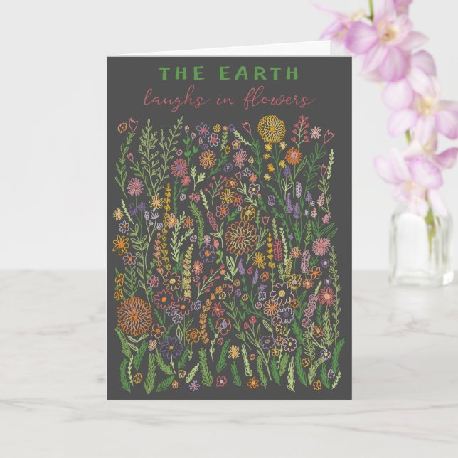 The Earth Laughs in Flowers Fields Meadow Floral  Card (Orchid)
