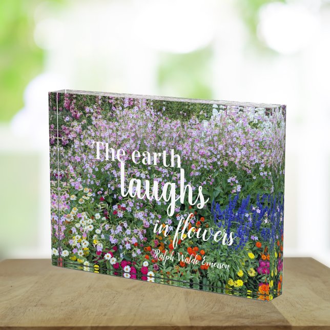 The Earth Laughs in Flowers Quote Floral Photo Block (In Situ)