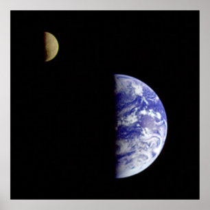 The Earth & Moon As Seen From Space Poster