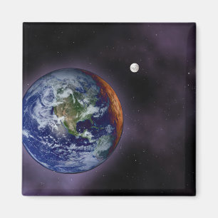 The Earth shown at the outer edges Magnet