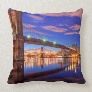 The East River, Brooklyn Bridge, Manhattan Cushion