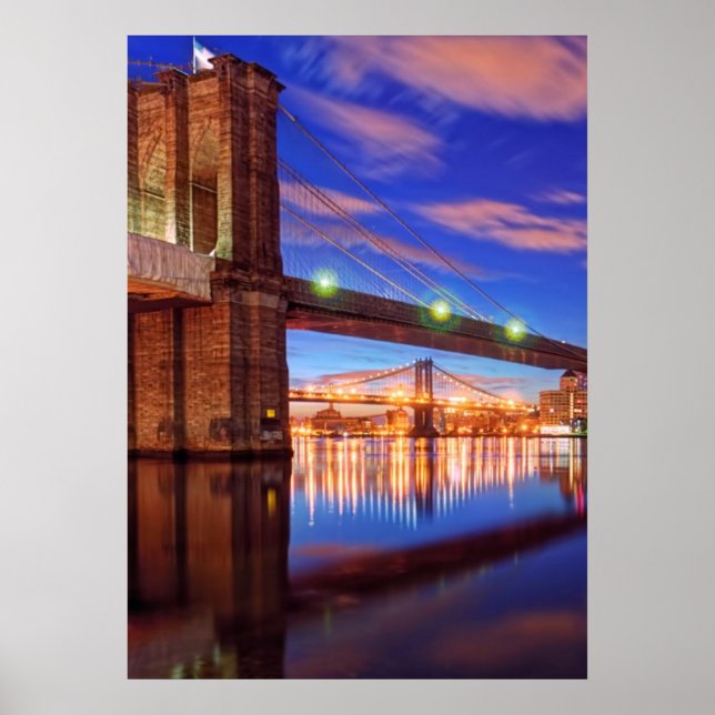 The East River, Brooklyn Bridge, Manhattan Poster (Front)