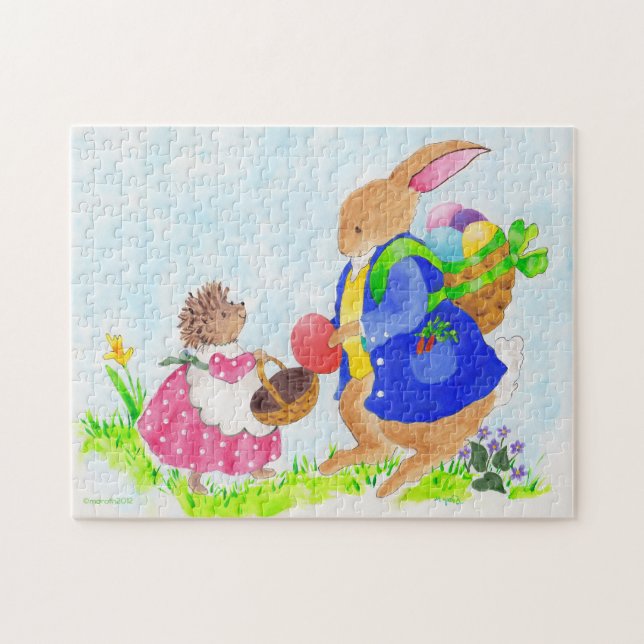 The Easter Bunny and Heddy Hedgehog Jigsaw Puzzle (Horizontal)