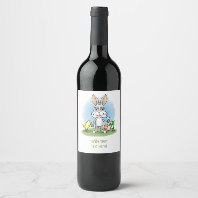 The Easter Bunny and the Chicken Wine Label (Front)