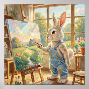 The Easter Bunny attempting to paint Poster