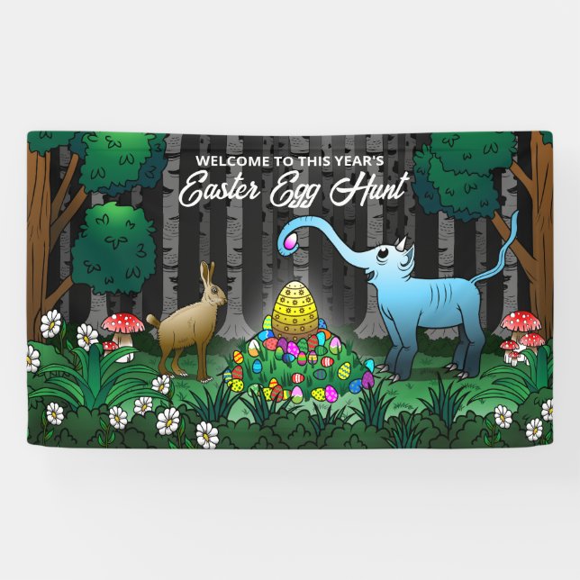 The Easter Bunny collects Easter eggs Banner (Horizontal)