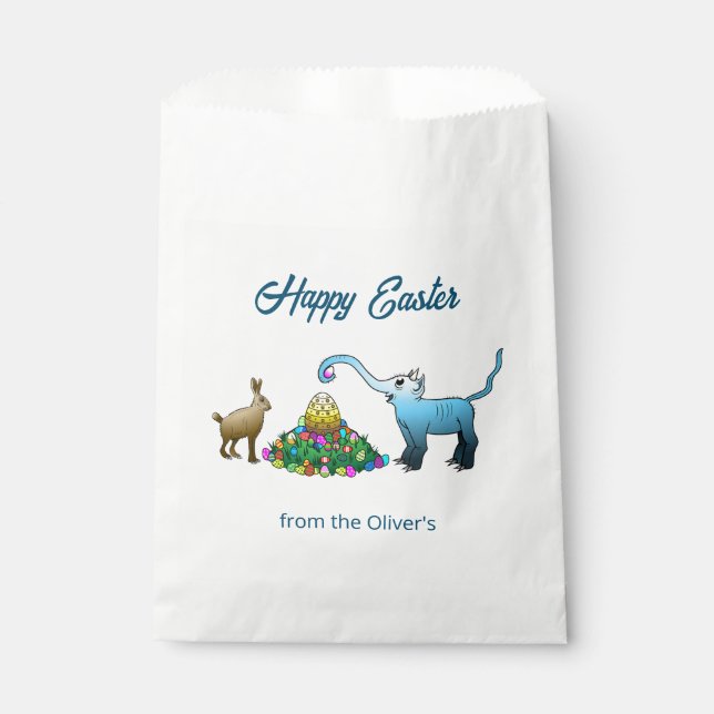 The Easter Bunny collects Easter eggs Favour Bag (Front)