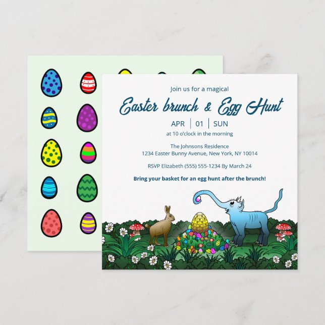The Easter Bunny collects Easter eggs Invitation (Front/Back)