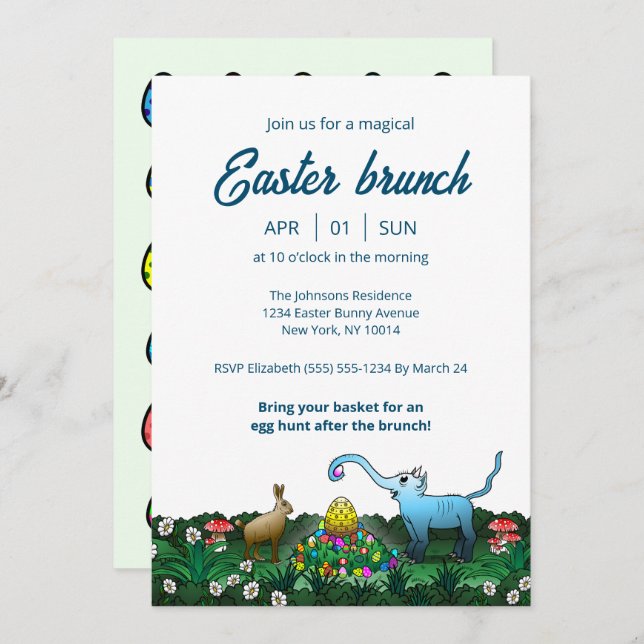 The Easter Bunny collects Easter eggs Invitation (Front/Back)