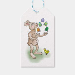 The Easter Bunny juggles with the Easter eggs Gift Tags