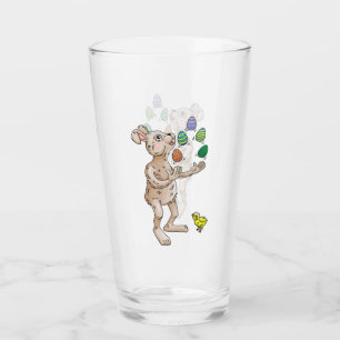 The Easter Bunny juggles with the Easter eggs Glass