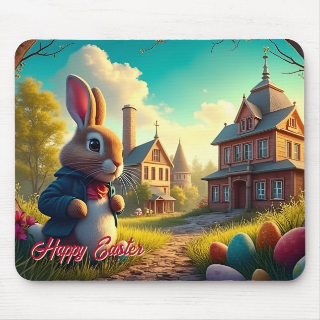 The Easter Bunny on a Secret Mission Mouse Pad (Front)