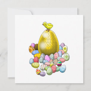 The Easter Chick and the Golden Easter Egg Holiday Card