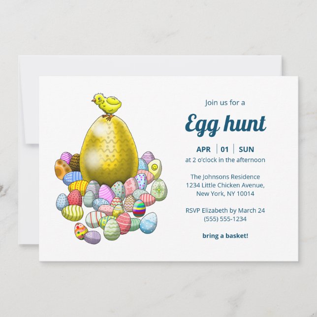 The Easter Chick and the Golden Easter Egg Invitation (Front)