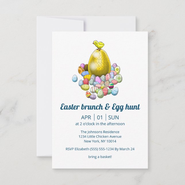 The Easter Chick and the Golden Easter Egg Invitation (Front)