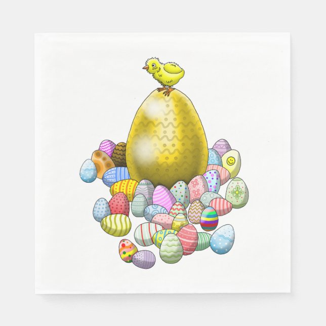 The Easter Chick and the Golden Easter Egg Napkin (Front)