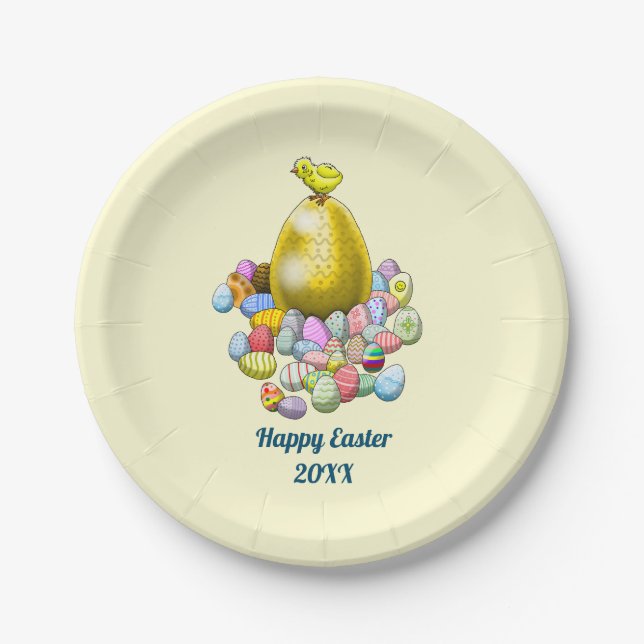 The Easter Chick and the Golden Easter Egg Paper Plate (Front)