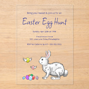 The Easter eggs and the Easter bunny Acrylic Invitations