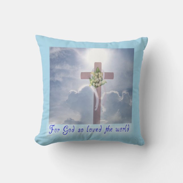 The Easter Promise, Cross and Clouds Cushion (Front)
