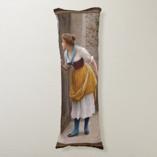 The Eavesdropper by Eugen von Blaas Body Cushion
