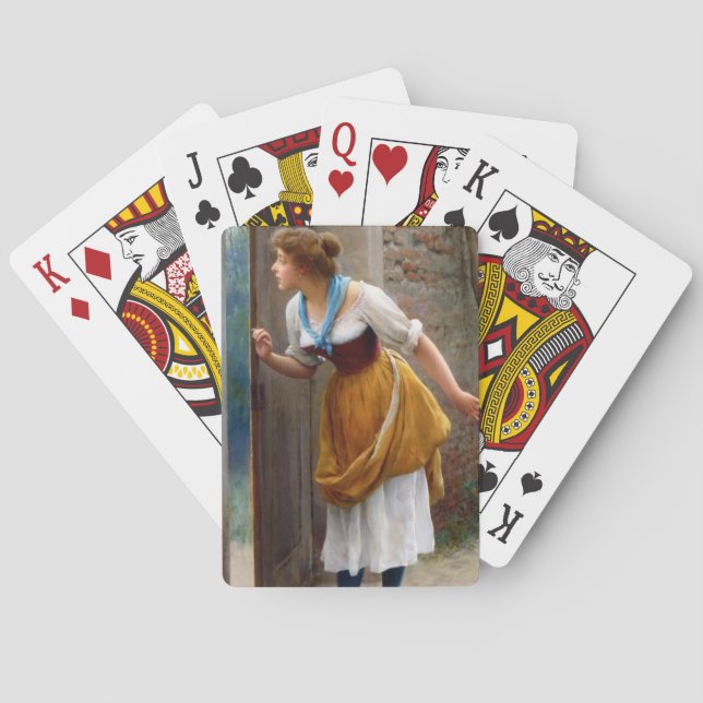 The Eavesdropper (by Eugene de Blaas) Playing Cards (Back)