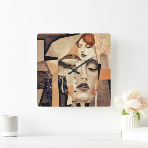 The Echo of “Virelle” – An Abstract Portrait Square Wall Clock