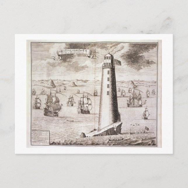 The Eddystone Lighthouse, engraved by Hendrick Hul Postcard (Front)
