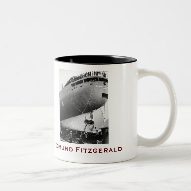 The Edmund Fitzgerald with Crew Names Two-Tone Coffee Mug (Right)