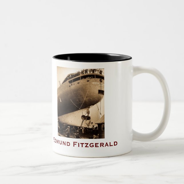 The Edmund Fitzgerald with Crew Names Two-Tone Coffee Mug (Right)