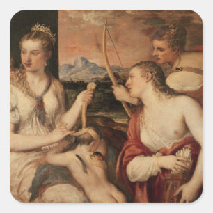 The Education of Cupid, c.1565 Square Sticker