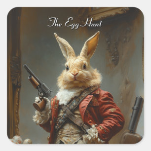 The egg hunt, easter bunny hunting square sticker