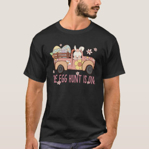 The Egg Hunt Is On Farming Truck Bunny Eggs Retro  T-Shirt