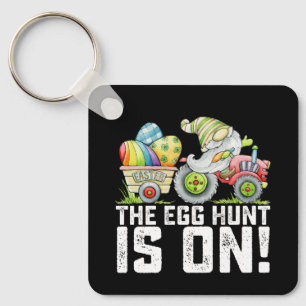 The Egg Hunt Is On Gnome Funny Easter Key Ring