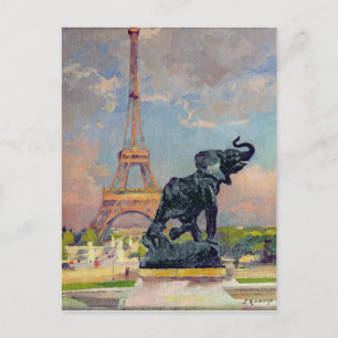 The Eiffel Tower and the Elephant by Fremiet Postcard