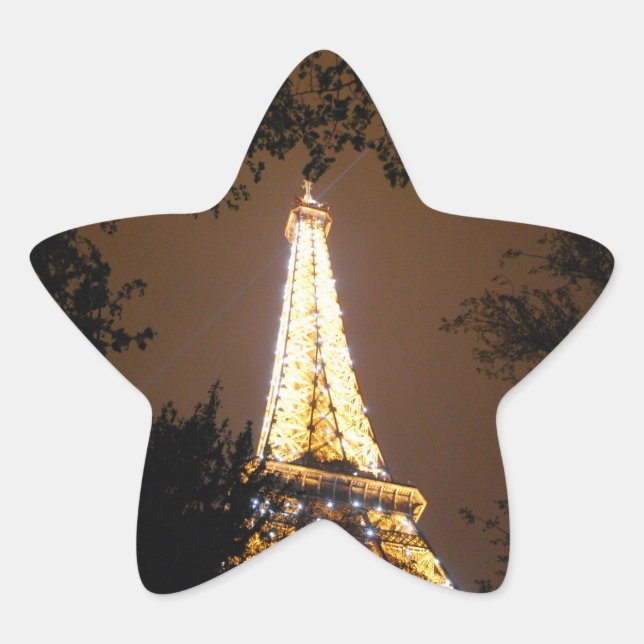 The Eiffel Tower at Night Star Sticker (Front)