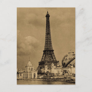 The Eiffel Tower from the Seine Paris Exposition Postcard