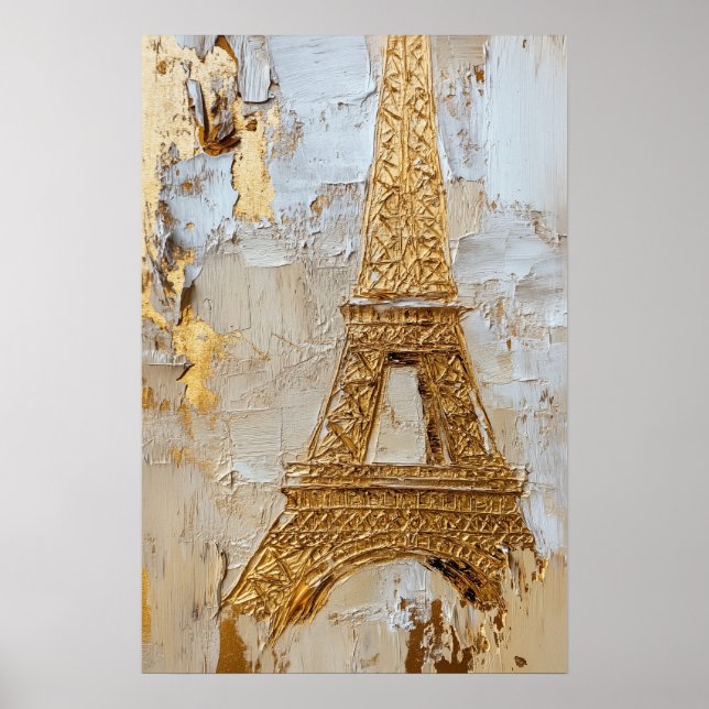 The Eiffel tower in gold Poster (Front)