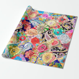 The Eiffel tower in Paris. Bright and vivid abstra Wrapping Paper
