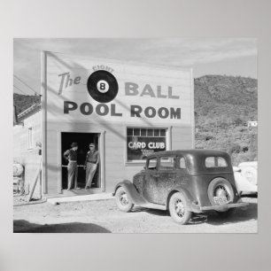 The Eight Ball Pool Room, 1940. Vintage Photo Poster