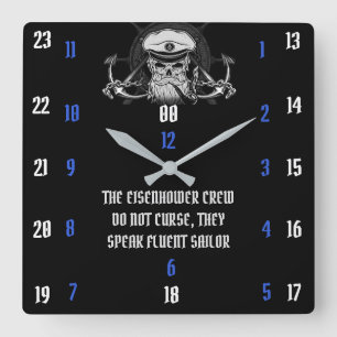 THE EISENHOWER CREW DO NOT CURSE SQUARE WALL CLOCK