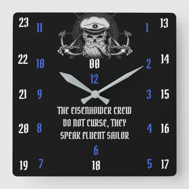 THE EISENHOWER CREW DO NOT CURSE SQUARE WALL CLOCK (Front)