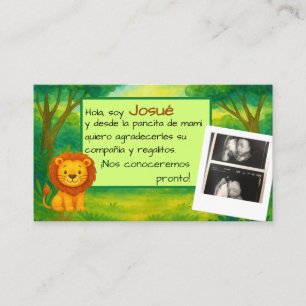 The elderly thanks Safari Baby Shower lion Enclosure Card
